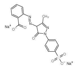 disodium 2-[[4,5-dihydro-3-methyl-5-oxo-1-(4-sulphonatophenyl)-1H-pyrazol-4-yl]azo]benzoate structure