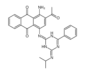 2-acetyl-1-amino-4-[[4-[(1-methylethyl)amino]-6-phenyl-1,3,5-triazin-2-yl]amino]anthraquinone structure