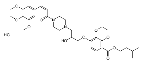 3-methylbutyl 2,3-dihydro-8-[2-hydroxy-3-[4-(3',4',5'-trimethoxycinnamoyl)-1-piperazinyl]propoxy]-1,4-benzodioxin-5-carboxylate monohydrochloride Structure