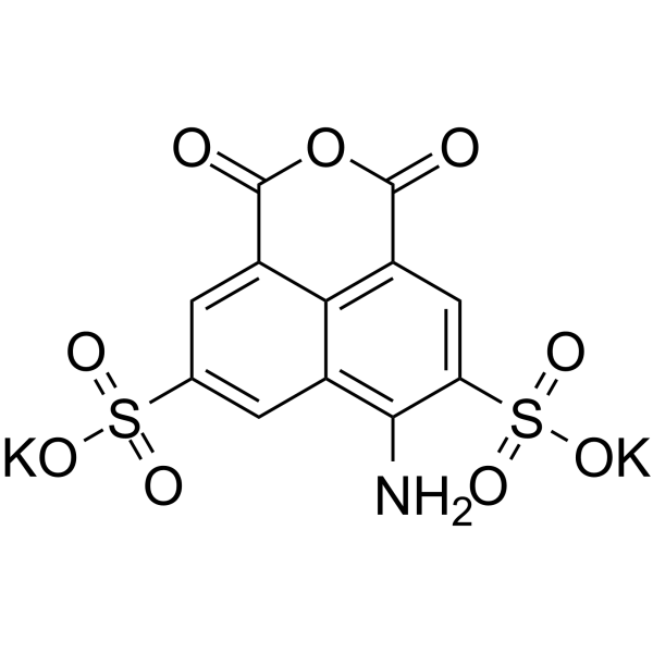 4-氨基-3,6-二磺基-1,8-萘醛酸酐二钾盐结构式