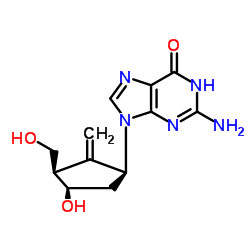 2-Amino-9-[(1S,3R,4R)-4-hydroxy-3-(hydroxymethyl)-2-methylenecyclopentyl]-1,9-dihydro-6H-purin-6-one structure