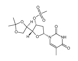 1-(2-deoxy-5,6-O-isopropylidene-3-O-methanesulfonyl-β-D-arabino-hexofuranosyl)thymine结构式