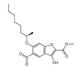 methyl (R)-3-hydroxy-5-nitro-6-(oct-2-yloxy)-1-benzothiophene-2-carboxylate结构式