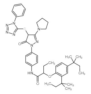 2-[2,4-双(1,1-二甲基丙基)苯氧基]-N-[4-[4,5-二氢-5-氧代-4-[(1-苯基-1H-四唑-5-基)硫]-3-吡咯烷基]-1H-吡咯-1-基]苯基丁酰胺结构式
