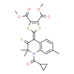 dimethyl 2-(1-(cyclopropylcarbonyl)-2,2,7-trimethyl-3-thioxo-2,3-dihydro-4(1H)-quinolinylidene)-1,3-dithiole-4,5-dicarboxylate structure