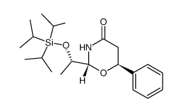 (2R,6S)-2-((S)-1-triisopropylsilyloxyethyl)-6-phenyl-1,3-oxazinan-4-one Structure