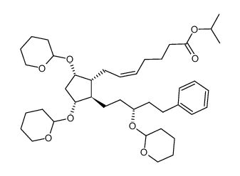 isopropyl (Z)-7-((1R,2R,3R,5S)-2-((3R)-5-phenyl-3-((tetrahydro-2H-pyran-2-yl)oxy)pentyl)-3,5-bis((tetrahydro-2H-pyran-2-yl)oxy)cyclopentyl)hept-5-enoate结构式