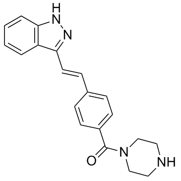 [4-[2-(1H-吲唑-3-基)乙烯基]苯基]-1-哌嗪基甲酮结构式