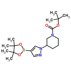 tert-butyl 3-[4-(tetramethyl-1,3,2-dioxaborolan-2-yl)-1H-pyrazol-1-yl]piperidine-1-carboxylate Structure