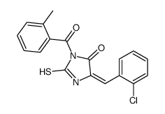 (5Z)-5-[(2-chlorophenyl)methylidene]-3-(2-methylbenzoyl)-2-sulfanylideneimidazolidin-4-one Structure