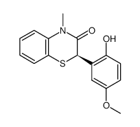 (+)-(R)-3,4-dihydro-2-(2-hydroxy-5-methoxyphenyl)-4-methyl-3-oxo-2H-1,4-benzothiazine结构式