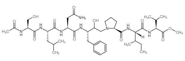 methyl (2S)-2-[[(2S,3S)-2-[[(2S)-1-[3-[[(2S)-2-[[(2S)-2-[[(2S)-2-acetamido-3-hydroxypropanoyl]amino]-4-methylpentanoyl]amino]-4-amino-4-oxobutanoyl]amino]-2-hydroxy-4-phenylbutyl]pyrrolidine-2-carbonyl]amino]-3-methylpentanoyl]amino]-3-methylbutanoate结构式