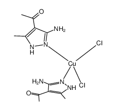 Cu(3-amino-4-acetyl-5-methylpyrazole)Cl2 Structure