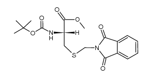 (R)-methyl 2-((tert-butoxycarbonyl)amino)-3-(((1,3-dioxoisoindolin-2-yl)methyl)thio)propanoate结构式