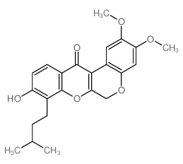 [1]Benzopyrano[3,4-b][1]benzopyran-12(6H)-one,9-hydroxy-2,3-dimethoxy-8-(3-methylbutyl)- structure