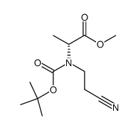 methyl N-(tert-butoxycarbonyl)-N-(2-cyanoethyl)-D-alaninate结构式