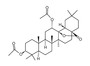 (3β,12α) 3,12-diacetoxy-olean-28-oic acid 28,13-lactone结构式