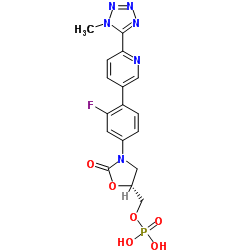 [(5R)-3-{3-Fluoro-4-[6-(1-methyl-1H-tetrazol-5-yl)-3-pyridinyl]phenyl}-2-oxo-1,3-oxazolidin-5-yl]methyl dihydrogen phosphate Structure