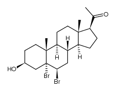 5,6β-dibromo-3β-hydroxy-5α-pregnanone-(20)结构式