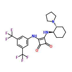 3-[[3,5-bis(trifluoromethyl)phenyl]amino]-4-[[(1S,2S)-2-(1-pyrrolidinyl)cyclohexyl]amino]- Structure