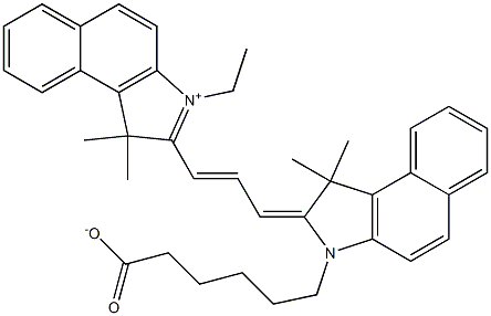 2-[3-[3-(5-羧基戊基)-1,3-二氢-1,1-二甲基-2H-苯并[E]吲哚-2-亚基]-1-丙烯-1-基]-3-乙基-1,1-二甲基-1H-苯并[E]吲哚内盐结构式