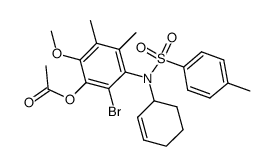 2-bromo-3-((N-(cyclohex-2-en-1-yl)-4-methylphenyl)sulfonamido)-6-methoxy-4,5-dimethylphenyl acetate结构式