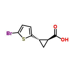 (1S,2S)-rel-2-(5-溴噻吩-2-基)环丙烷-1-羧酸结构式