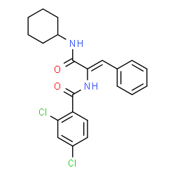 (E)-2,4-dichloro-N-(3-(cyclohexylamino)-3-oxo-1-phenylprop-1-en-2-yl)benzamide结构式