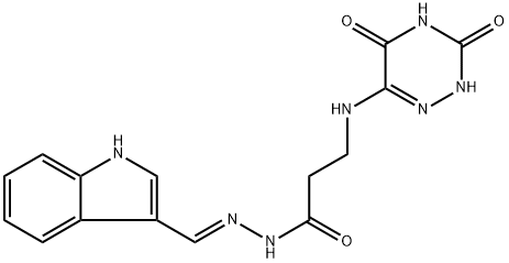 N'-[(3-吲哚基)亚甲基]-3-[(3,5-二氧代-2,3,4,5-四氢-1,2,4-三嗪-6-基)氨基]丙酰肼结构式