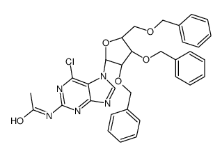 2-ACETAMIDO-9-(2,3,5-TRI-O-BENZYL-BETA-D-ARABINOFURANOSYL)-6-CHLORO-9H-PURINE结构式