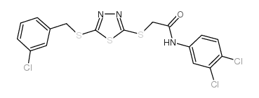 2-[5-(3-氯苄基硫代)-1,3,4-噻二唑-2-基硫代]-N-(3,4-二氯苯基)乙酰胺结构式