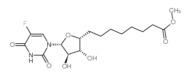 [(2R,3R,4R,5R)-5-(5-fluoro-2,4-dioxo-pyrimidin-1-yl)-3,4-dihydroxy-oxo lan-2-yl]methyl octanoate结构式