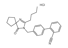 1-((2'-cyanobiphenyl-4-yl)methyl)-2-n-butyl-4-spirocyclopentane-2-imidazolin-5-one hydrochloride Structure