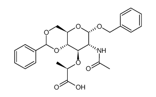 2-[[7-(乙酰基氨基)-6-(苄氧基)-2-苯基全氢吡喃[3,2-d][1,3]二噁英-8-基]氧基]丙酸结构式