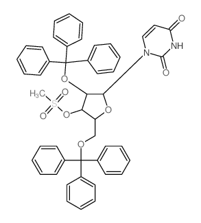 1-[4-methylsulfonyloxy-3-trityloxy-5-(trityloxymethyl)oxolan-2-yl]pyrimidine-2,4-dione结构式