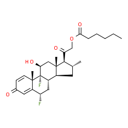 6alpha,9-difluoro-11beta,21-dihydroxy-16alpha-methylpregna-1,4-diene-3,20-dione 21-hexanoate structure