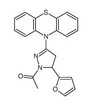 1-acetyl-5-furan-2-yl-3-phenothiazin-10-yl-4,5-dihydro-1H-pyrazole结构式