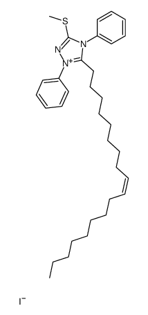 (Z)-3-(methylthio)-5-(octadec-9-en-1-yl)-1,4-diphenyl-4H-1,2,4-triazol-1-ium iodide结构式
