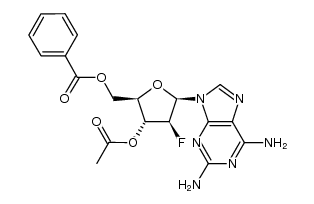 9-(3-O-acetyl-5-O-benzoyl-2-deoxy-2-fluoro-β-D-arabinofuranosyl)-9H-purine-2,6-diamine结构式