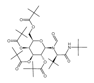 N-formyl-N-(2,3,4,6-tetra-O-pivaloyl-β-D-galactopyranosyl)-(R)-tert-leucine-N'-tert-butyl-amide Structure