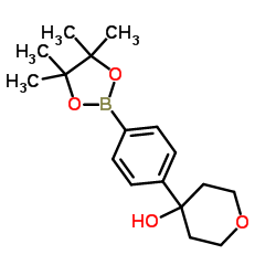 4-[4-(4,4,5,5-Tetramethyl-1,3,2-dioxaborolan-2-yl)phenyl]tetrahydro-2H-pyran-4-ol Structure