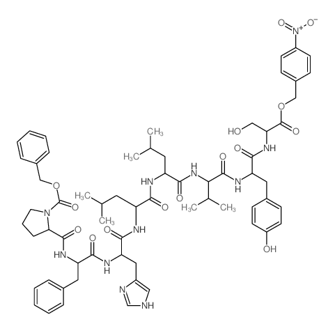 Serine,N-[N-[N-[N-[N-[N-[N-(1-carboxy-L-prolyl)-3-phenyl-L-alanyl]-L-histidyl]-L-leucyl]-L-leucyl]-L-valyl]-L-tyrosyl]-,benzyl p-nitrobenzyl ester, L- (8CI) Structure