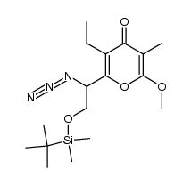 2-(1-azido-2-((tert-butyldimethylsilyl)oxy)ethyl)-3-ethyl-6-methoxy-5-methyl-4H-pyran-4-one结构式