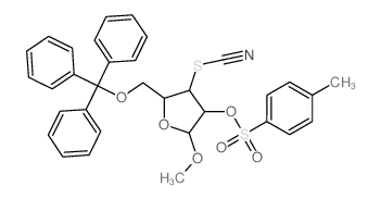 Arabinofuranoside,methyl 3-deoxy-3-thiocyanato-5-O-trityl-, 2-p-toluenesulfonate, b-D- (8CI)结构式