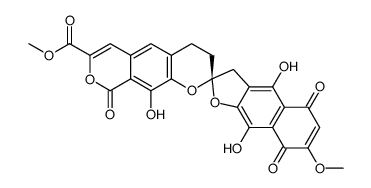 methyl (2S)-4',9',10-trihydroxy-7'-methoxy-5',8',9-trioxospiro[3,4-dihydropyrano[4,3-g]chromene-2,2'-3H-benzo[f][1]benzofuran]-7-carboxylate Structure
