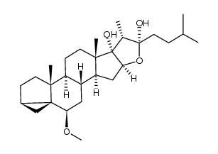 (22R)-6β-methoxy-3α,5α-cyclofurostane-17α,22-diol Structure