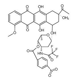 7-O-[2,3,6-tridesoxy-4'-O-p-nitrobenzoyl-3-(trifluoroacetamido)-α-L-ribo-hexopyranosyl]daunomycinone结构式