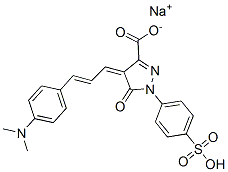 4-[3-(4-二甲氨基苯基)-2-丙烯亚基]-4,5-二氢-5-氧代-1-(4-磺苯基)-1H-吡唑-3-羧酸单盐结构式