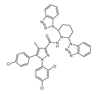 5-(4-chlorophenyl)-1-(2,4-dichlorophenyl)-4-methyl-1H-pyrazole-3-carboxylic acid(2,6-benzotriazolyl-piperidin-1-yl)amide结构式