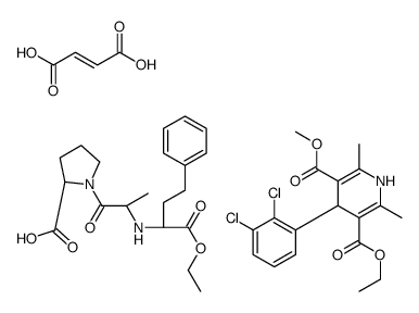 (Z)-but-2-enedioic acid,(2S)-1-[(2S)-2-[[(2R)-1-ethoxy-1-oxo-4-phenylbutan-2-yl]amino]propanoyl]pyrrolidine-2-carboxylic acid,5-O-ethyl 3-O-methyl 4-(2,3-dichlorophenyl)-2,6-dimethyl-1,4-dihydropyridine-3,5-dicarboxylate结构式